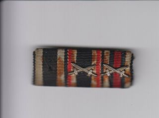 Ww2 German 3 Place Ribbon Bar Ww1 Iron Cross,  War Merit Cross,  Ww1 Honor Cross