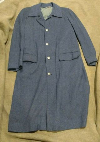 Swiss Army Ww2 Vintage Dark Blue Wool Overcoat