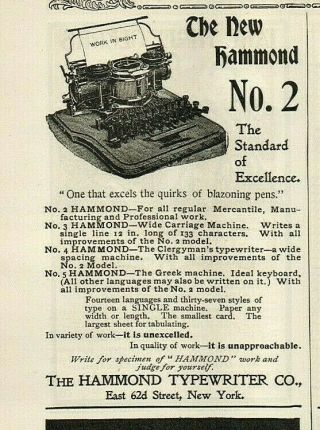 4 Ads 1896 Typewriter Engraved CALIGRAPH HAMMOND REMINGTON Writing Machines 3998 2