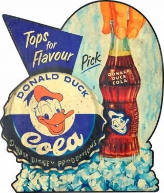 Donald Duck Cola Soda Pop Bottle Heavy Duty Usa Made Metal Advertising Sign