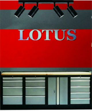 Lotus Lettering Brushed Aluminum 4 Feet Wide Garage Sign Gift
