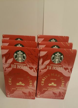 6 Boxes Starbucks Via Instant Christmas Blend 2020 Coffee Best By Date June 2021