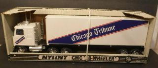 Vintage Nylint Gmc Chicago Tribune 18 - Wheeler Pressed Metal Semi - Truck 911 - Z