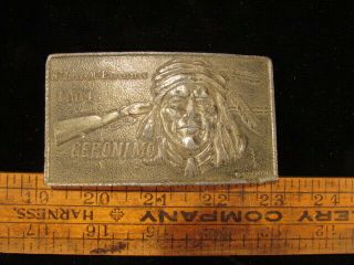 Geronimo 1904 St Louis Belt Buckle Winchester Rifle Chief Indian Warrior Lyntone