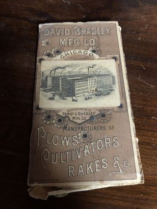 1853 David Bradley Mfg Co Advertising Book Vintage Farming Plows Rare