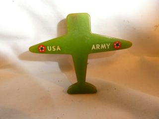 Airplane Usa Army Green Bakelite Figural Pencil Sharpener 1940s Wwii