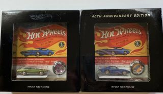 Two Hot Wheels Rlc 16 Black Box Custom T - Bird & 40th Anniversary Otto