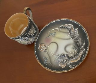 Vintage dragon ware demitasse tea cup and saucer,  PIC China,  Made in Japan 2