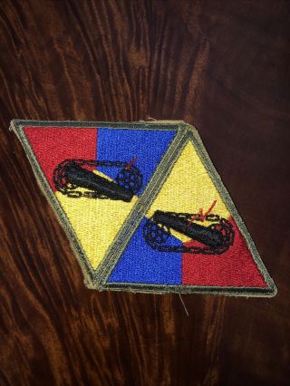 2 Wwii Us Army Armor Div Patches - Joined Factory Error - Green Edged
