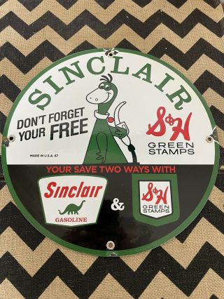 Vintage Porcelain Sinclair Gasoline Gas And Oil Sign