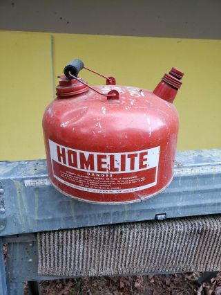 Vintage Homelite Textron 2 Us Gallon Metal Gas Can Fuel Lawn Mower Chainsaw