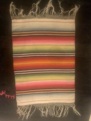 Vintage Small Mexican Handwoven Wool Saltillo Serape,  Vibrant Colors