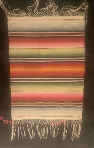 Vintage Small Mexican Handwoven Wool Saltillo Serape,  Vibrant Colors 2
