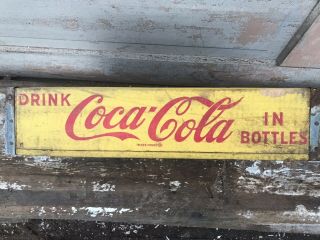 Vintage Yellow Coca - Cola Wooden Crate Chattanooga 1964