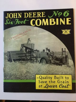 John Deere No.  6 Combine Brochure 1936?? 19 Pages