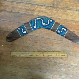 Authentic Australian Aboriginal Art Wooden Boomerang Handmade
