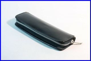 1950ies Black Leather Etui / Case / Pouch For 2 Fountain Pen Or Ballpoint Pen