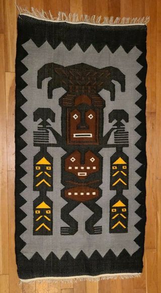 Vintage Tribal Native South America Inca Woven Wool Rug Wall Hanging 24 " X 48 "