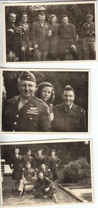 Wwii Us Army Photo Group (3) - 36th Id Assistant Div Cdr W Uso Troop - 1945
