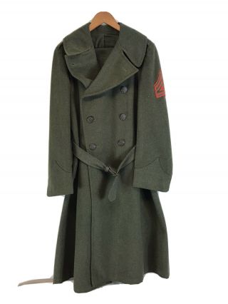 Ww2 Usmc Wool Overcoat/ Trench Coat 1942 Dated And Named