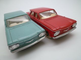 Vintage French Dinky Toys 552 Chevrolet Corvair Pair 1961 - 64 Issue Very