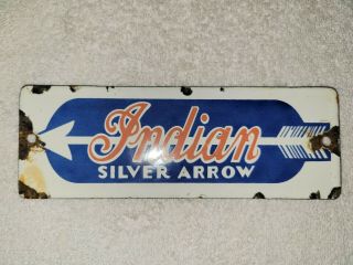 Indian Motorcycles Silver Arrow Porcelain Sign Harley Davidson
