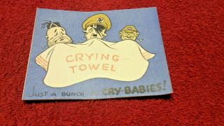 Wwii Home Front " Crying Towel " For Hitler & Tojo,  With Uncle Sam