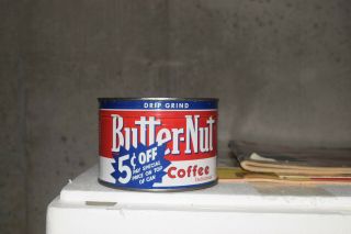 Vintage Butter - Nut 1 Lb Metal Coffee Tin Can 5 Cents Off