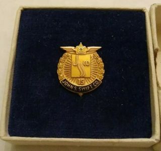 15 Years Of Service John S Swift Co Company Pin Button 14 K Gold