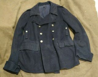 Swiss Army Ww2 Vintage Dark Blue Wool Short Coat Jacket Tunic 1941 Pea Coat