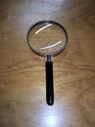 Vintage Handheld Magnifying Glass 3 1/2 " Made In France With Wooden Handle