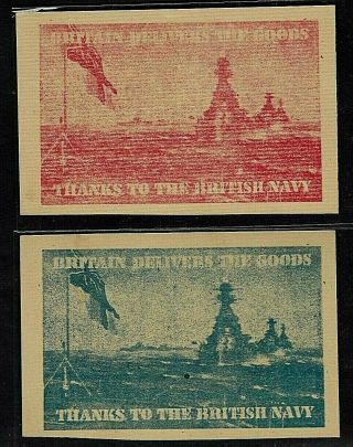Ww2 Thanks To British Navy,  " Britain Delivers The Goods " Cinderella Cards Burma