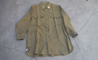 Old Vintage Ww2 Era Us Army Enlisted Wool Olive Drab Shirt Size 15 1/2 X 31