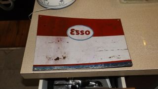 Esso Oil Sign 39cm X 27cm 56 Years Old Ex Rural Garage.