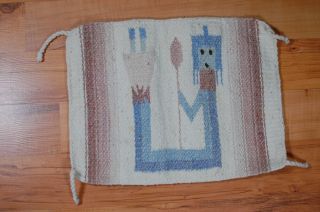 Vintage Navajo Tapestry Hand Woven Wool Yei Native American Weave 11” X 15”