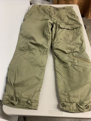 Vintage Us Army Air Force Type A - 9 Lined Flight Pants Men Size 42 Cold Weather