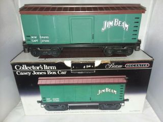 Casey Jones Jim Beam 1990 Green Box Car Train Railroad Empty Decanter