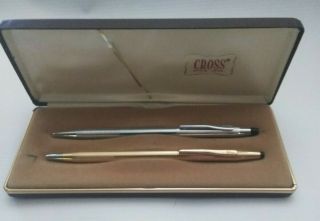Vintage Old Ballpoint Pen Set 60s 70s Cross Mid Century Classic 14k Gold Filled
