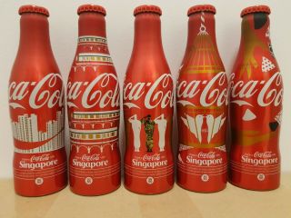 Rare 5 Coke Bottles Coca - Cola " Sg50 " (singapore) 2015