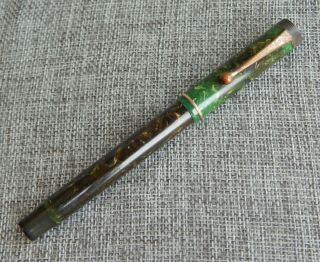 Vintage Parker Fountain Pen Duofold Lucky Curve 14k Nib Green 049 - M