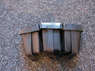 Wwii German K98 Black Pebbled Leather 3 Cell Ammo Pouch Dividers Intact