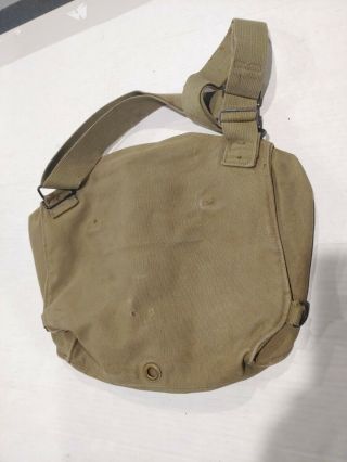 U.  S.  WWII Light Weight Army Service Gas Mask Bag OD Canvas BAG ONLY WW2 2