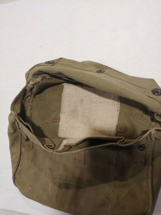 U.  S.  WWII Light Weight Army Service Gas Mask Bag OD Canvas BAG ONLY WW2 3