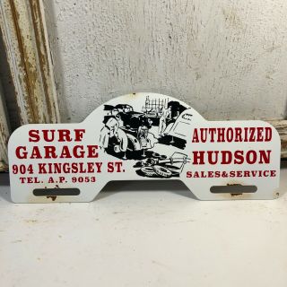 Vintage Metal Hudson Dealer License Plate Porcelain Tag Sign
