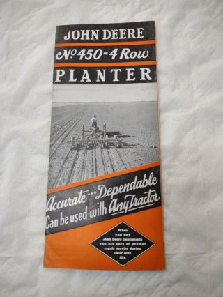 1937 John Deere No.  450 Four Row Planter Sales Brochure 8 Pages
