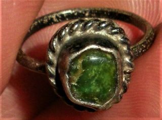 VINTAGE NAVAJO GREEN TURQUOISE STERLING SILVER RING CLASSIC DESIGN vafo 2