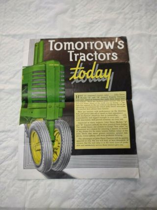1938 John Deere Model A & Model B Tractor Sales Brochure 4 Pages