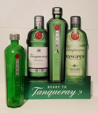 Large Tanqueray No.  10 Promotional 3l Empty Display Bottle And " Tin " Sign