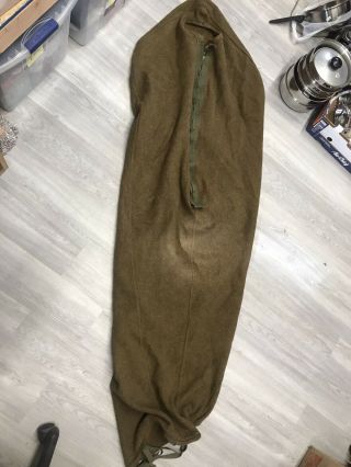 Vintage Wwii Ww2 Olive Wool U.  S Army Military Sleeping Bag