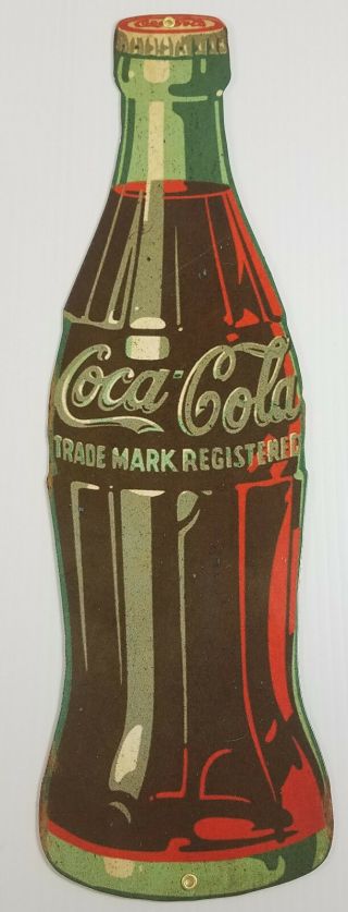 Coca Cola Glass Coke Bottle Shaped Heavy Duty Metal General Store Advertise Sign